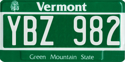 VT license plate YBZ982