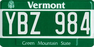VT license plate YBZ984