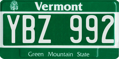 VT license plate YBZ992