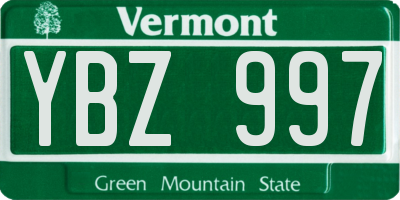 VT license plate YBZ997