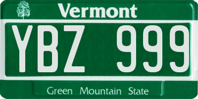 VT license plate YBZ999