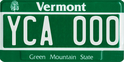 VT license plate YCA000