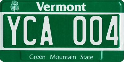VT license plate YCA004