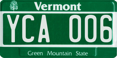 VT license plate YCA006