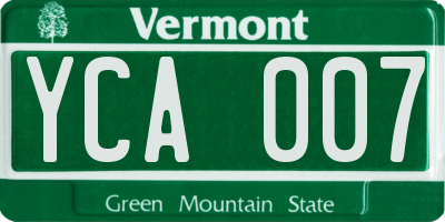 VT license plate YCA007