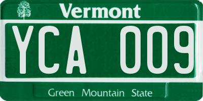 VT license plate YCA009
