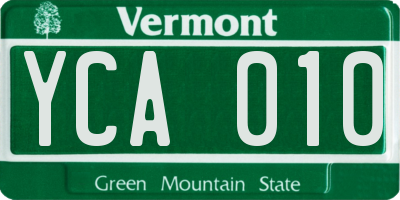 VT license plate YCA010