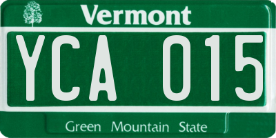 VT license plate YCA015