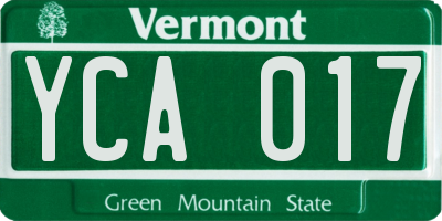 VT license plate YCA017