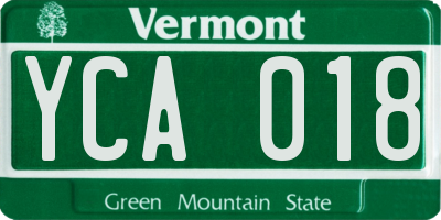 VT license plate YCA018