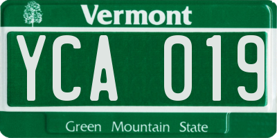 VT license plate YCA019