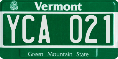 VT license plate YCA021