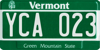 VT license plate YCA023