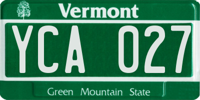 VT license plate YCA027