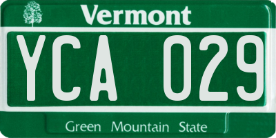 VT license plate YCA029
