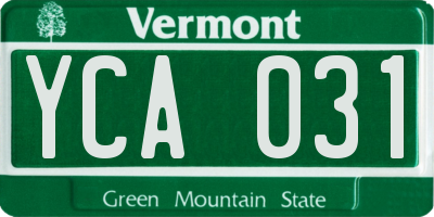 VT license plate YCA031