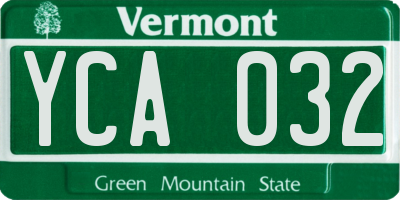 VT license plate YCA032
