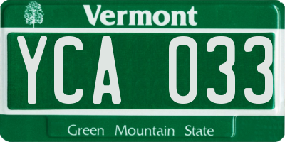 VT license plate YCA033