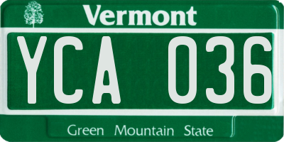 VT license plate YCA036