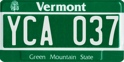 VT license plate YCA037