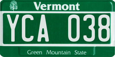 VT license plate YCA038