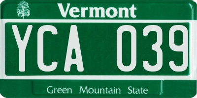 VT license plate YCA039