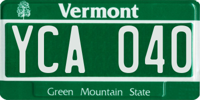 VT license plate YCA040