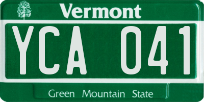 VT license plate YCA041