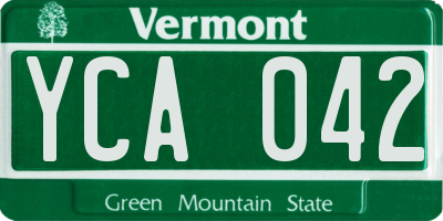 VT license plate YCA042