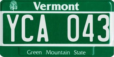 VT license plate YCA043