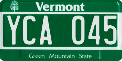 VT license plate YCA045
