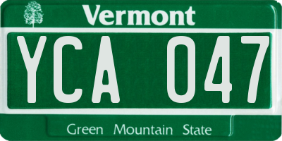 VT license plate YCA047