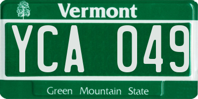 VT license plate YCA049