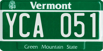 VT license plate YCA051