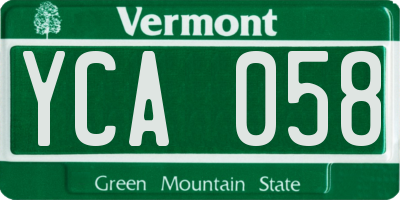 VT license plate YCA058
