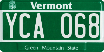 VT license plate YCA068