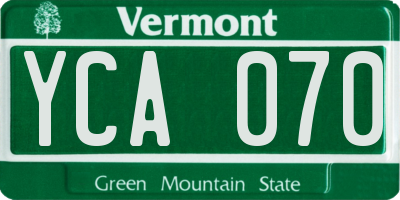 VT license plate YCA070