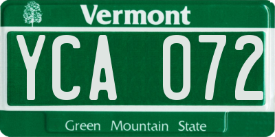 VT license plate YCA072