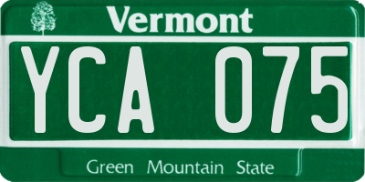 VT license plate YCA075
