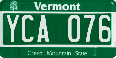 VT license plate YCA076