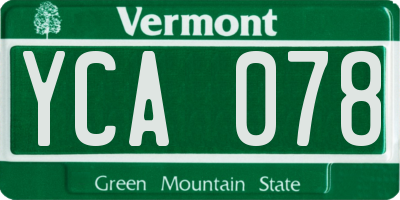 VT license plate YCA078