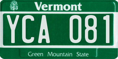 VT license plate YCA081