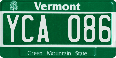 VT license plate YCA086