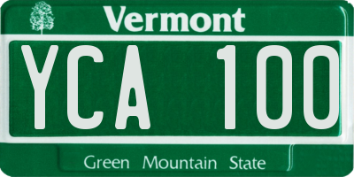 VT license plate YCA100