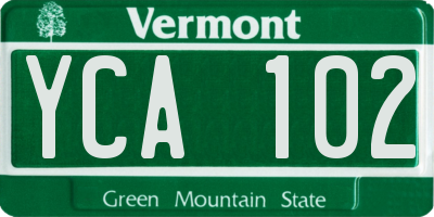 VT license plate YCA102