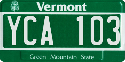 VT license plate YCA103