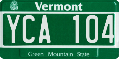 VT license plate YCA104