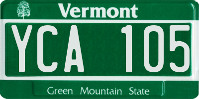 VT license plate YCA105