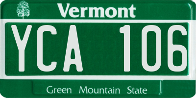 VT license plate YCA106