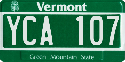 VT license plate YCA107